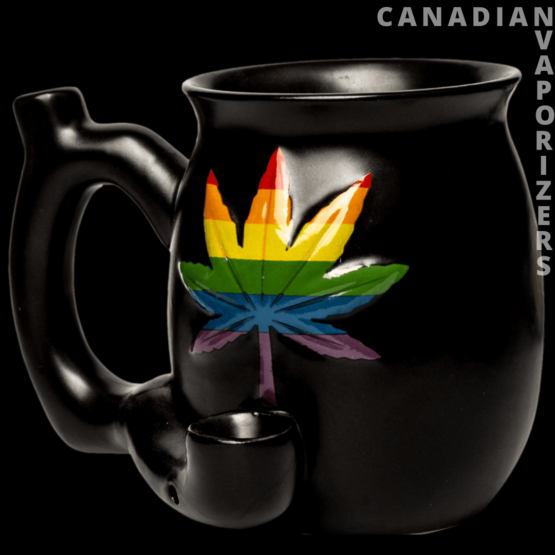 Rainbow Leaf Ceramic Mug Pipe - Canadian Vaporizers