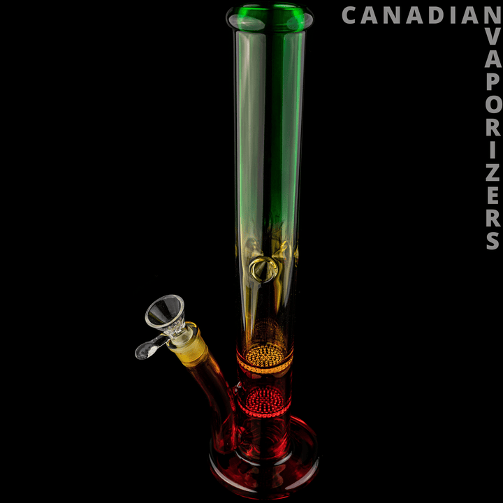 Rasta 17" Day Glow Stemless Tube With Dual Honeycomb Percs - Canadian Vaporizers