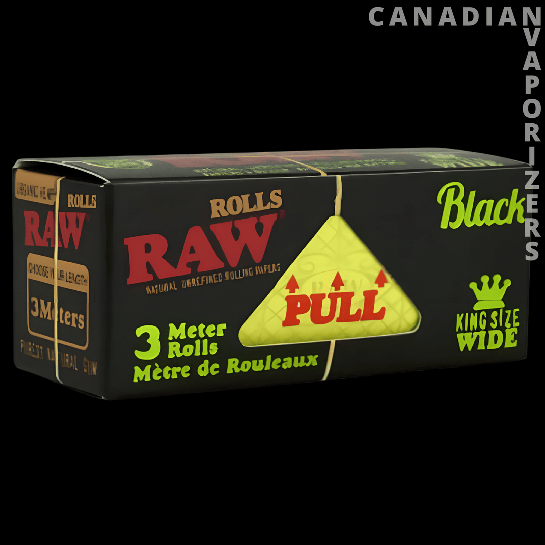 Raw Black Organic King Size Wide Roll of Rolling Paper (Display of 9) - Canadian Vaporizers