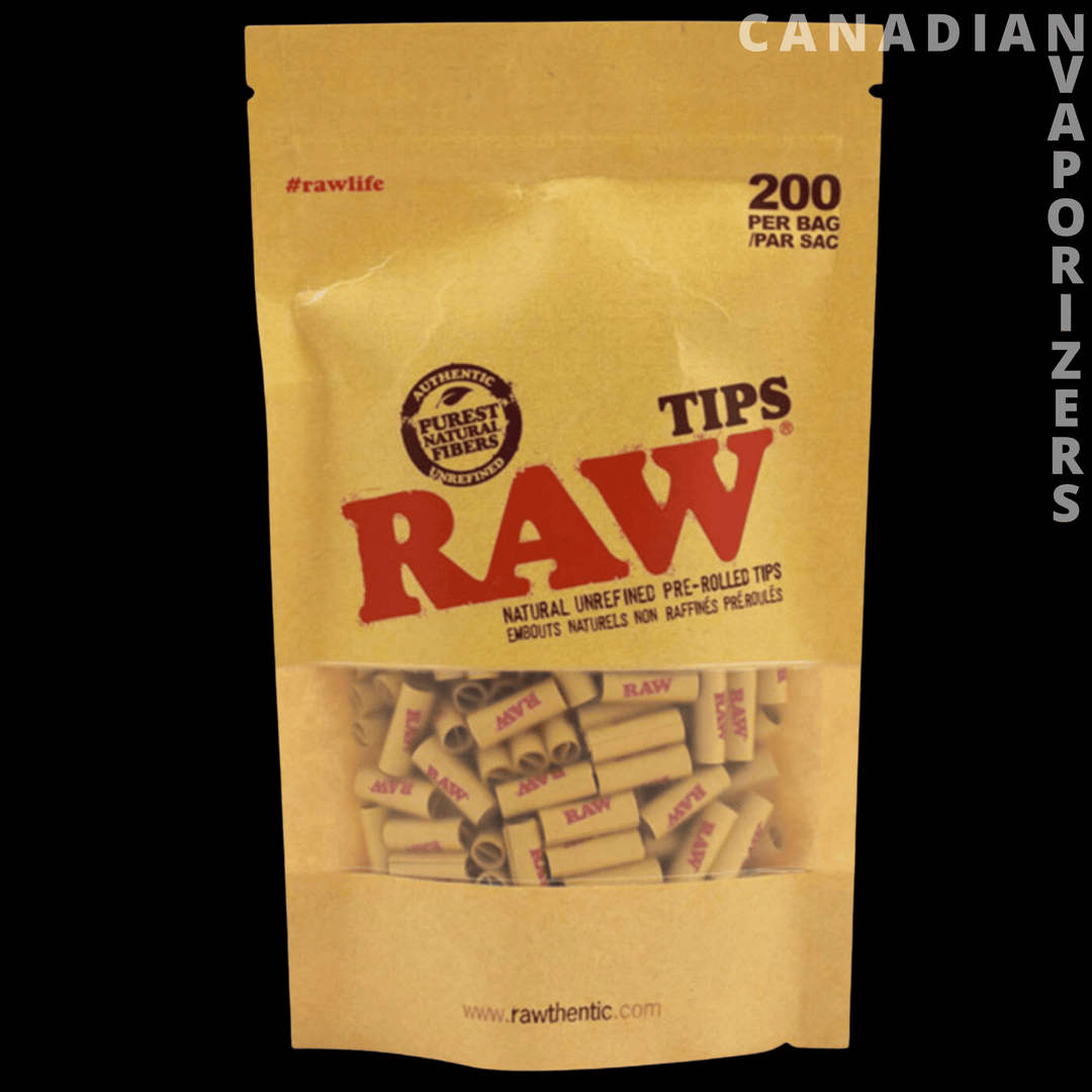 Raw Pre-Rolled Unbleached Rolling Tips (Pack of 200) - Canadian Vaporizers