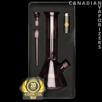 Red Eye Glass 12&quot; 20th Anniversary Beaker Base Water Pipe - Canadian Vaporizers