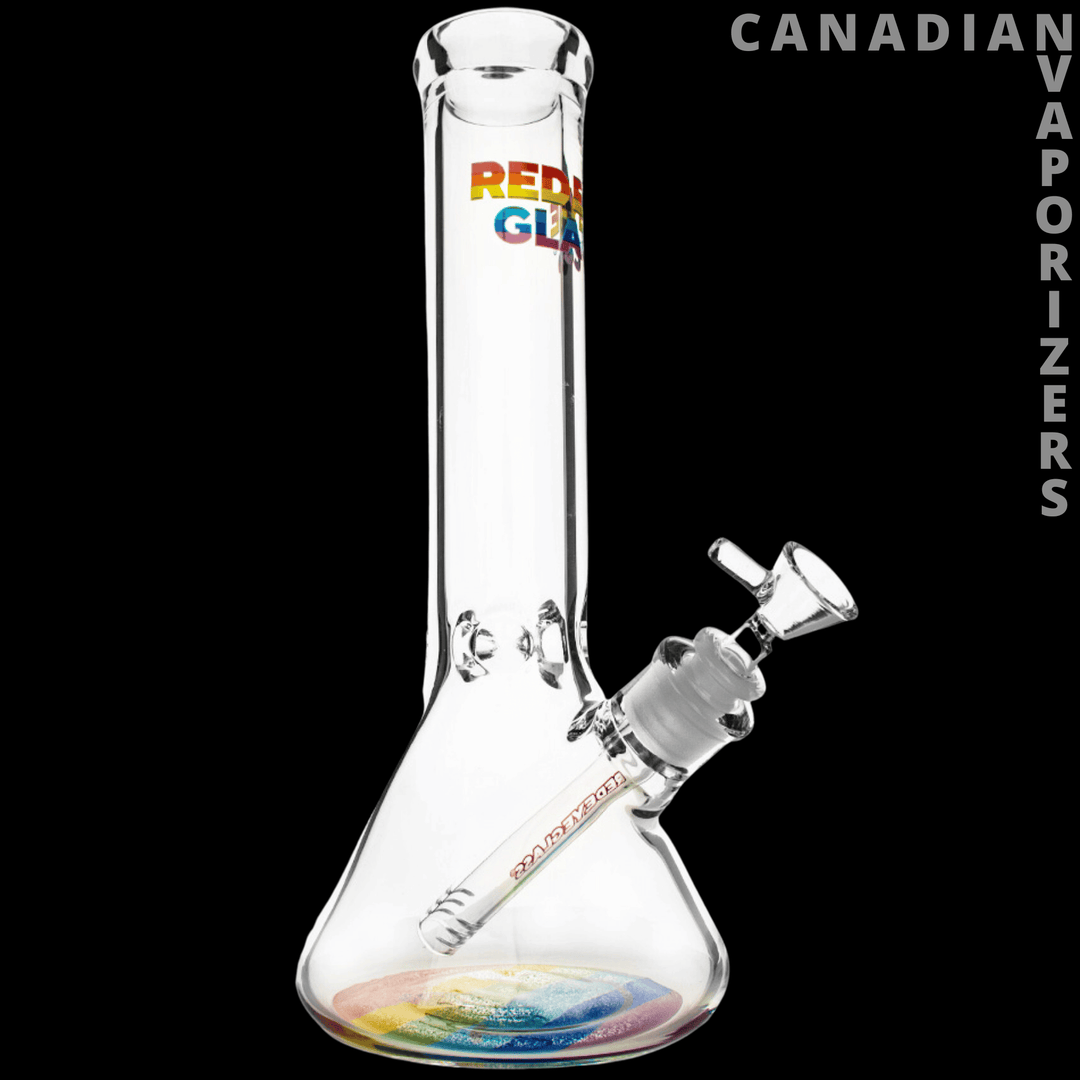 Red Eye Glass 12" 7mm Thick Happy Pride Beaker Base Water Pipe - Canadian Vaporizers