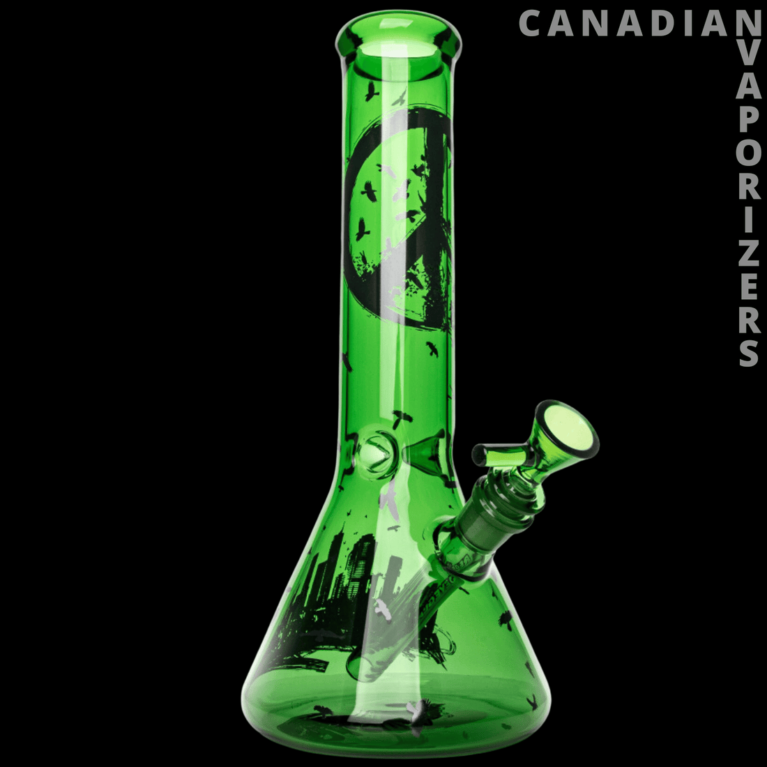 Red Eye Glass 12&quot; Crow Beaker Base Water Pipe - Canadian Vaporizers