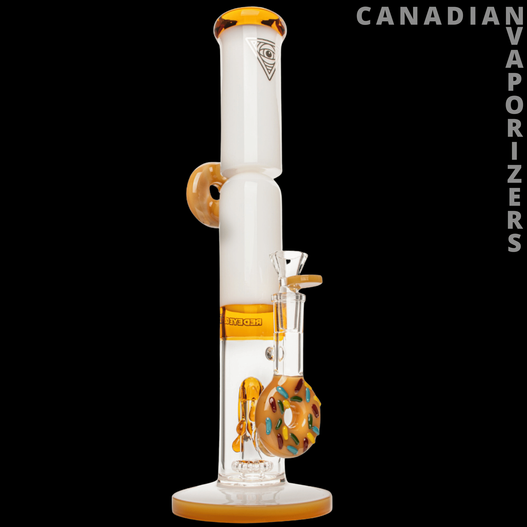 Red Eye Glass 14" Twice Baked Donut Stemless Tube Water Pipe - Canadian Vaporizers