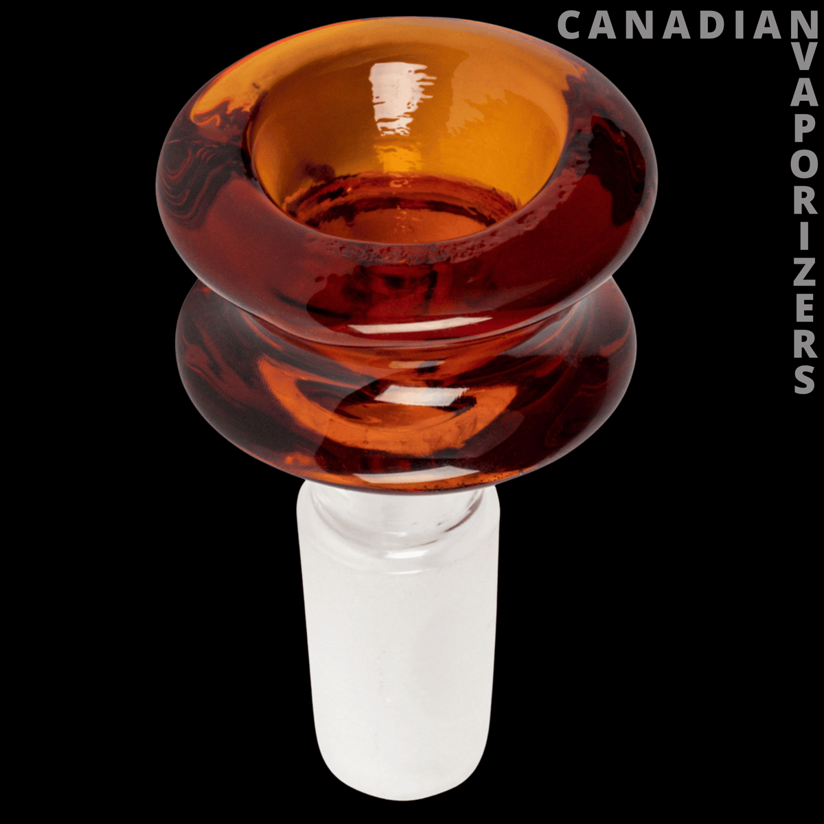 Red Eye Glass 14mm Barrel Pull-Out - Amber-red glass bowl with a wide flared rim and clear 14mm barrel stem.
