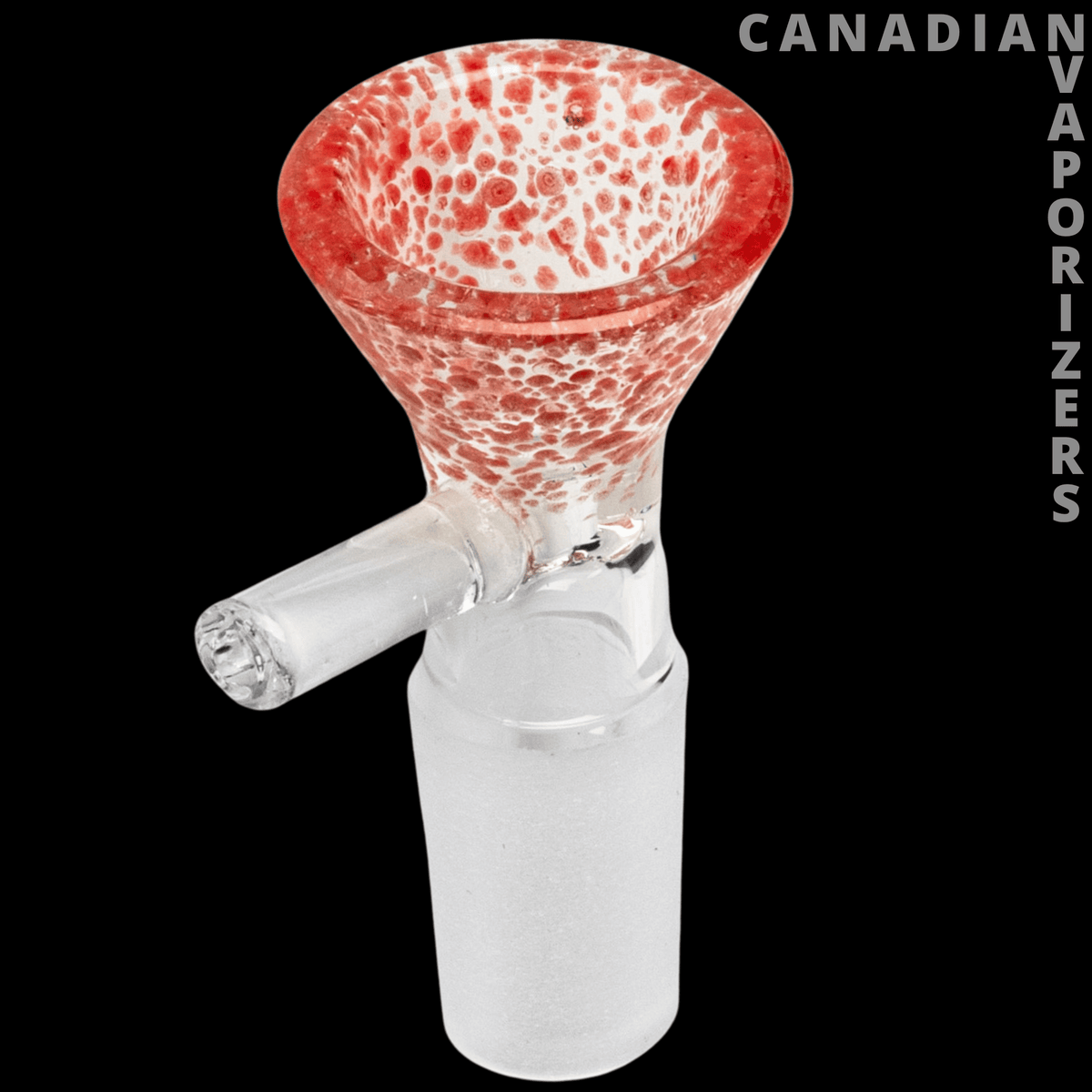 Red Eye Glass 14mm Fritter Cone Pull-Out - Red-and-white fritter glass cone pull-out with a textured bowl and frosted stem.