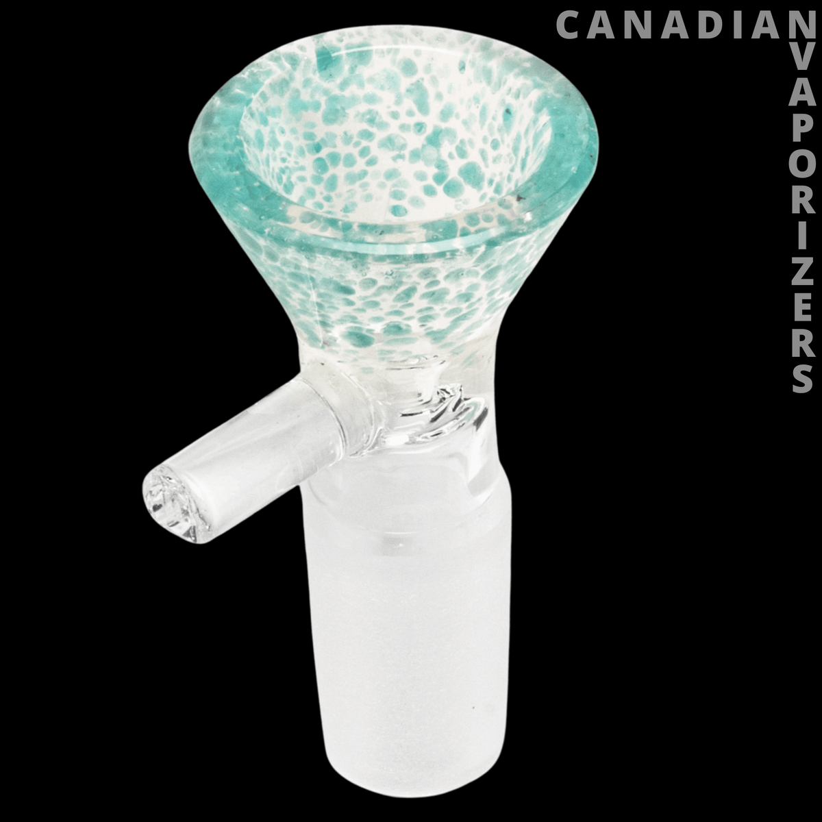 Red Eye Glass 14mm Fritter Cone Pull-Out - Teal-speckled glass fritter cone pull-out with a wide flared bowl and side stem.