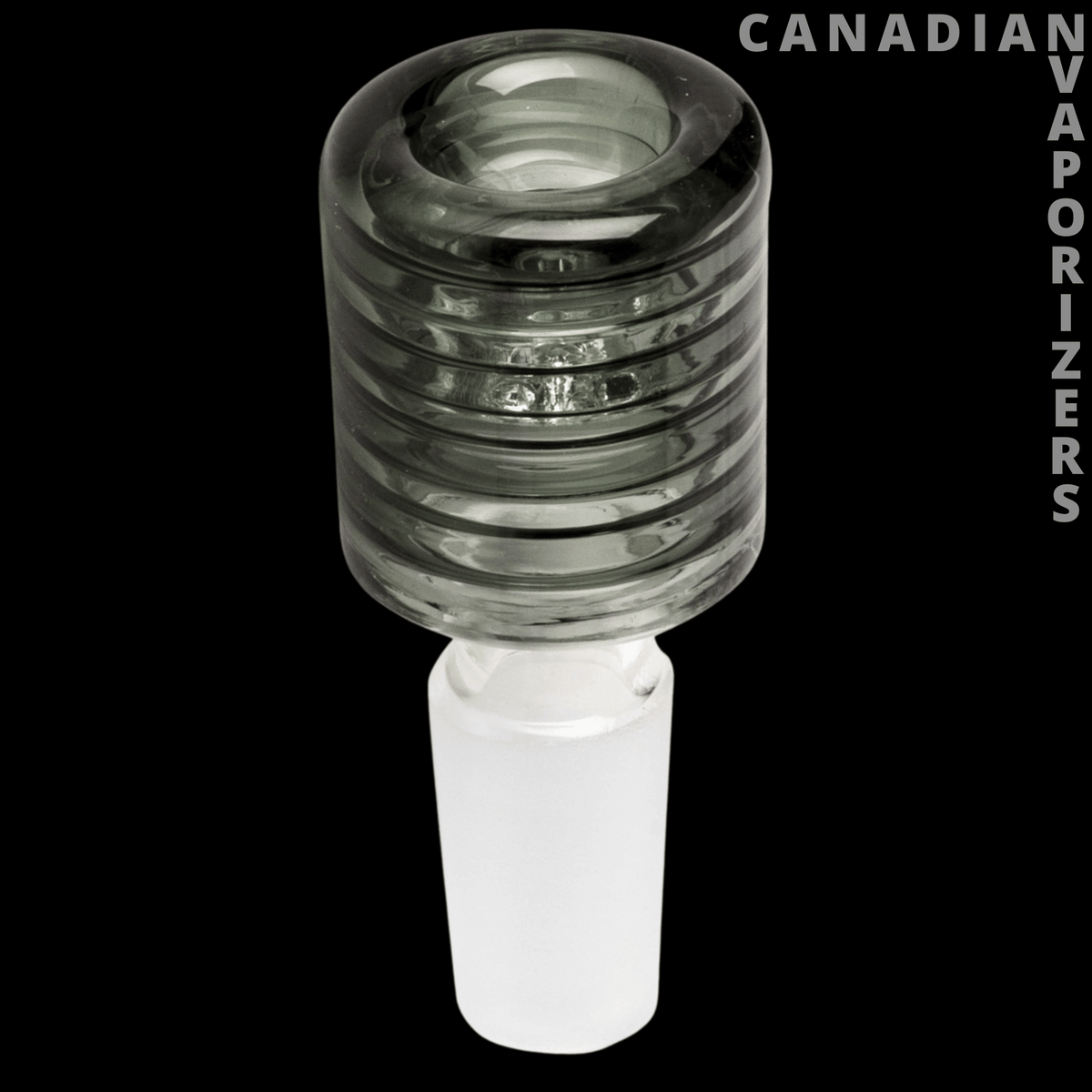 Red Eye Glass 14mm Stratum Pull-Out - Smoke glass 14 mm pull-out with a ribbed cylindrical bowl and frosted glass stem.