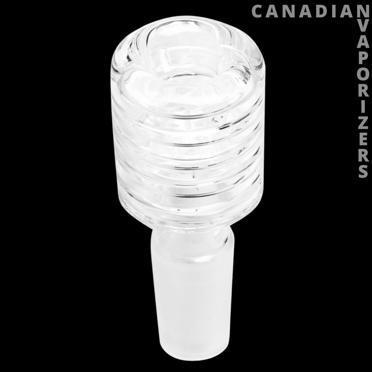 Red Eye Glass 14mm Stratum Pull-Out - Clear glass 14mm pull-out with a ridged cylindrical bowl and tapered frosted joint.