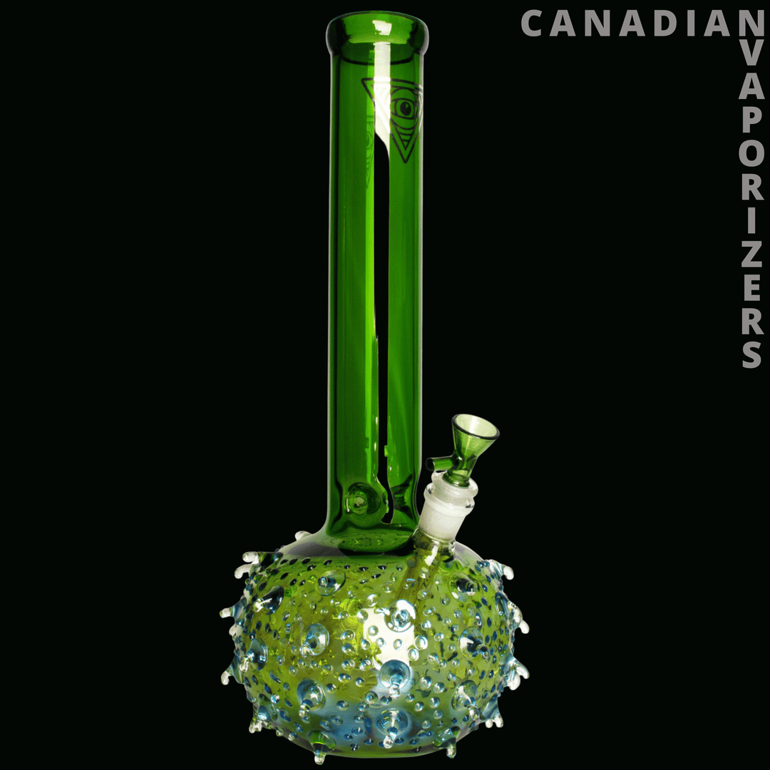 Red Eye Glass 15" Blow Fish Bubble Base Water Pipe - Canadian Vaporizers