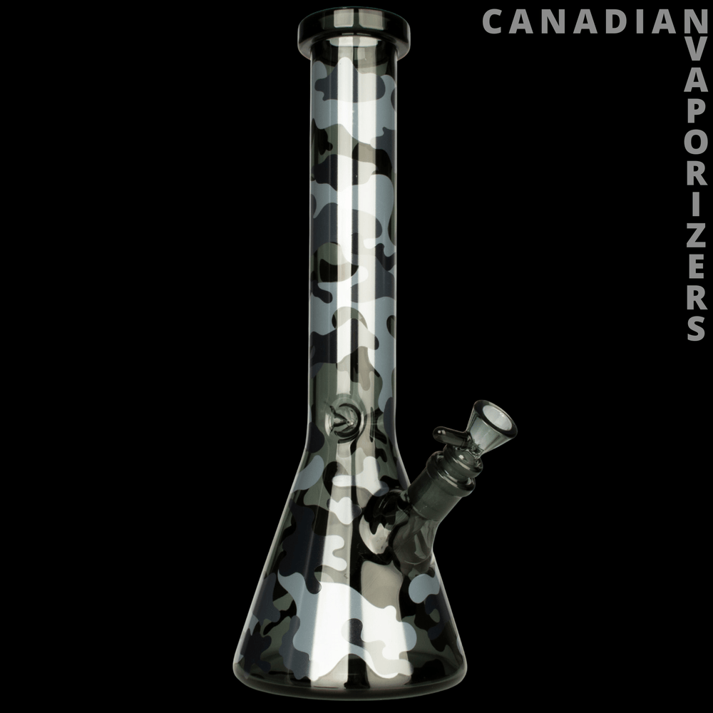 Red Eye Glass 15" Camouflage Beaker Base Water Pipe - Canadian Vaporizers