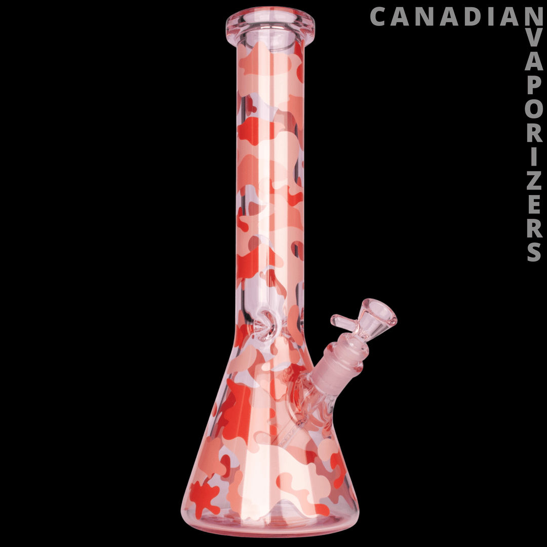 Red Eye Glass 15" Camouflage Beaker Base Water Pipe - Canadian Vaporizers