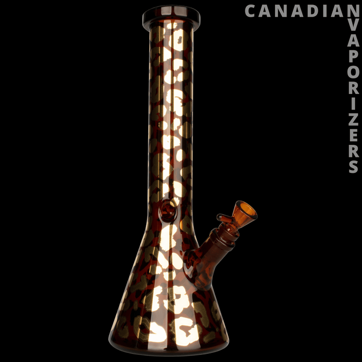 Red Eye Glass 15" Leopard Print Beaker Base Water Pipe - Canadian Vaporizers