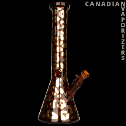Red Eye Glass 15&quot; Leopard Print Beaker Base Water Pipe - Canadian Vaporizers