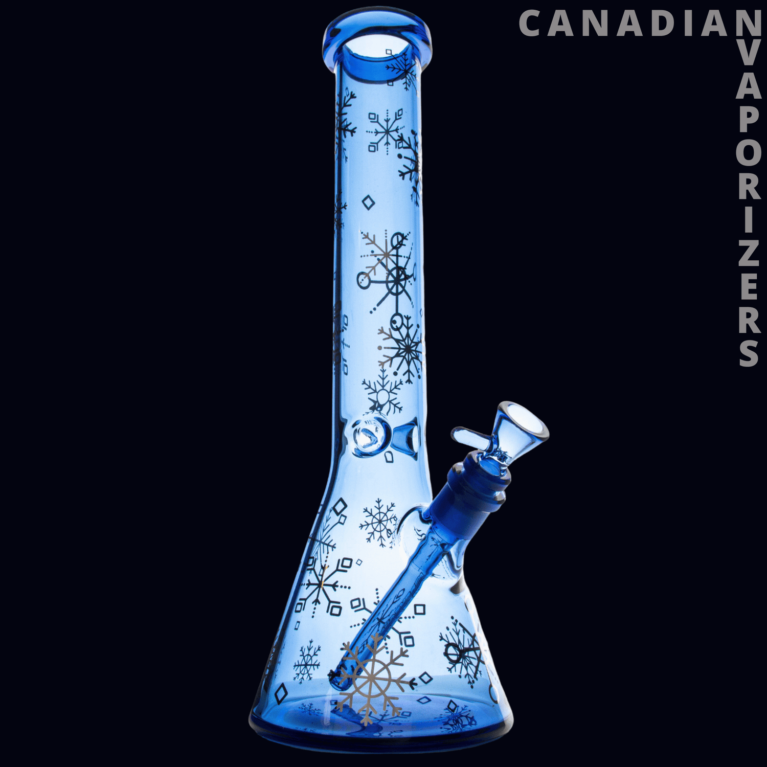 Red Eye Glass 15" Sapphire Blue Winter Wonderland Beaker Base Water Pipe - Canadian Vaporizers