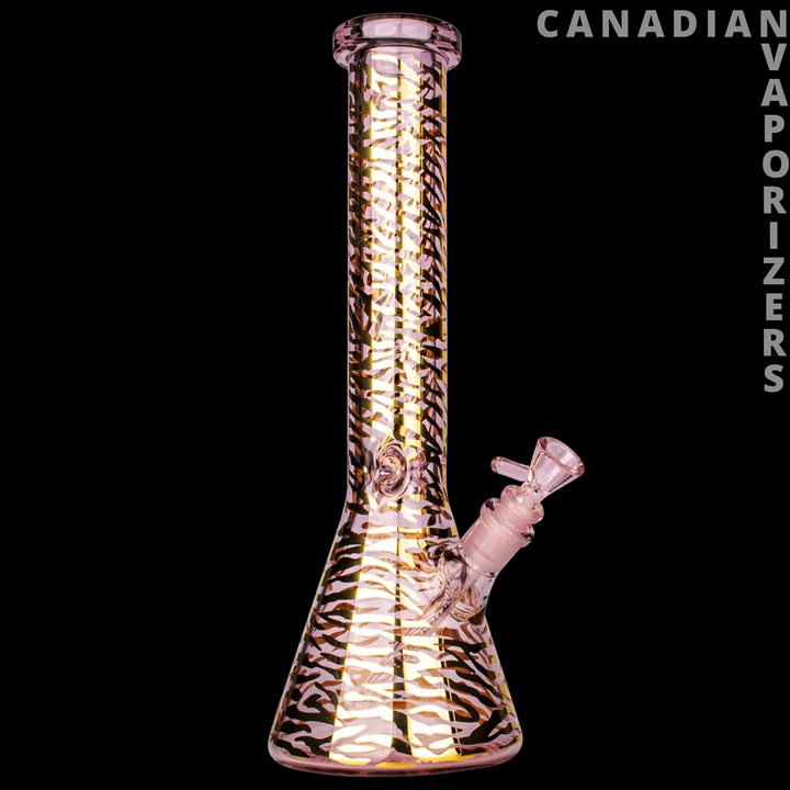 Red Eye Glass | 15" Tiger Print Beaker Base Water Pipe - Canadian Vaporizers