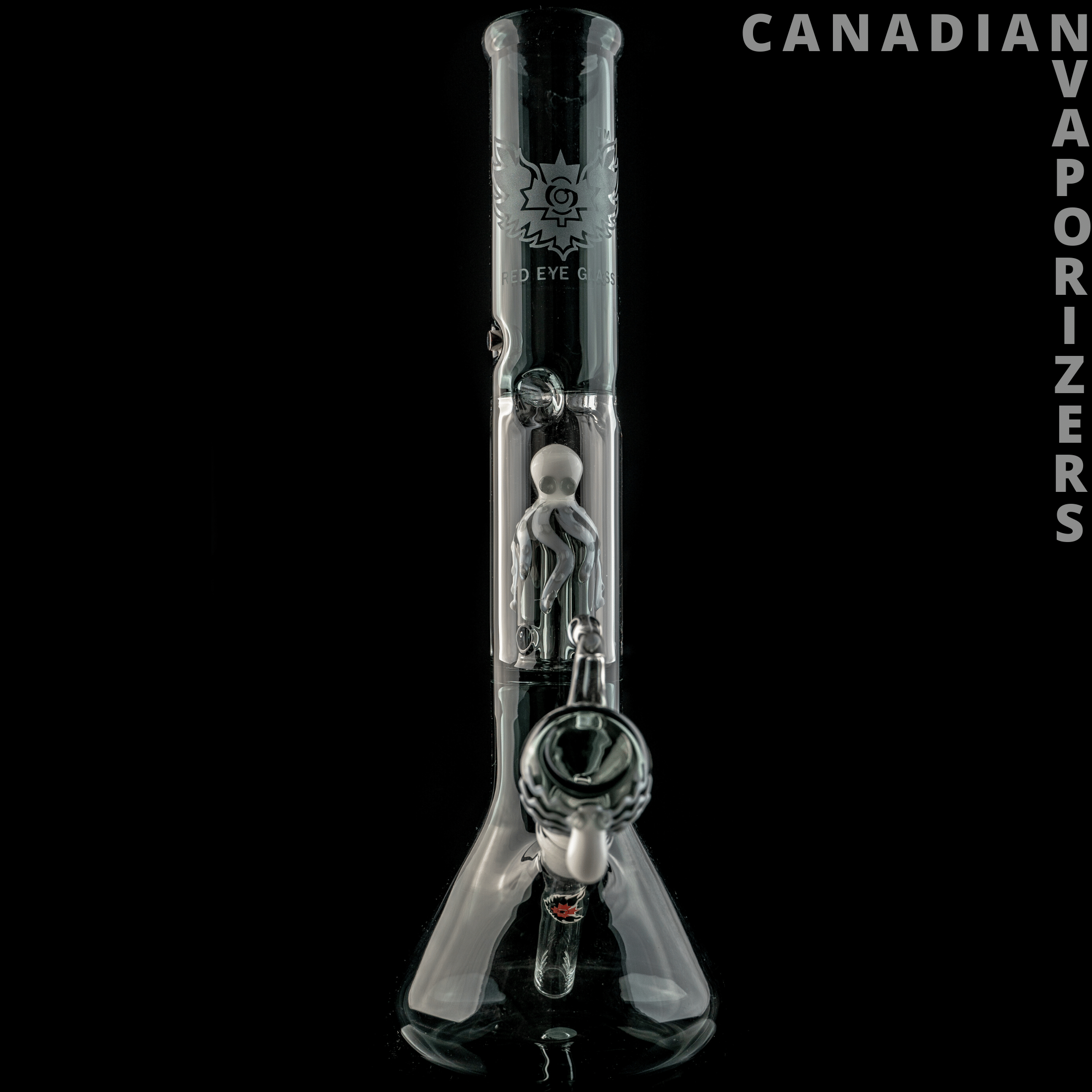 Red Eye Glass | 17&quot; Tall Glass-On-Glass Octopus Perc Beaker Tube W/Magnetic Lighter Holder and Octopus Pullout - Canadian Vaporizers