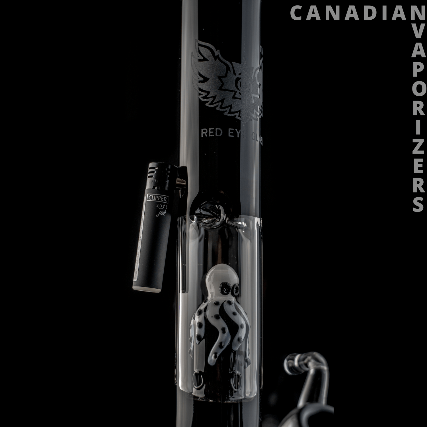 Red Eye Glass | 17&quot; Tall Glass-On-Glass Octopus Perc Beaker Tube W/Magnetic Lighter Holder and Octopus Pullout - Canadian Vaporizers