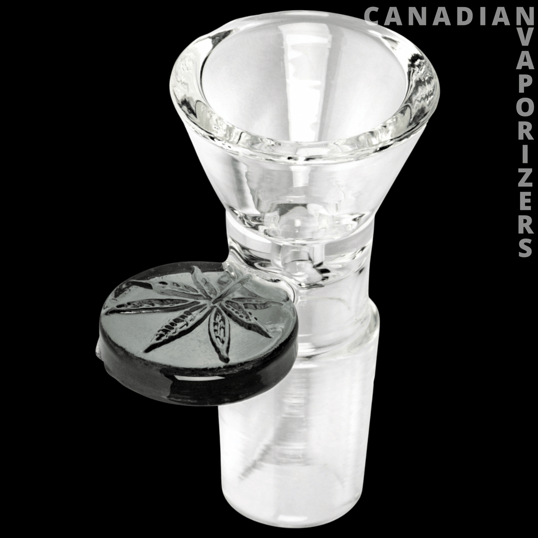 Red Eye Glass 19mm Cone Pull-Out W/Leaf Stamped Handle - Canadian Vaporizers