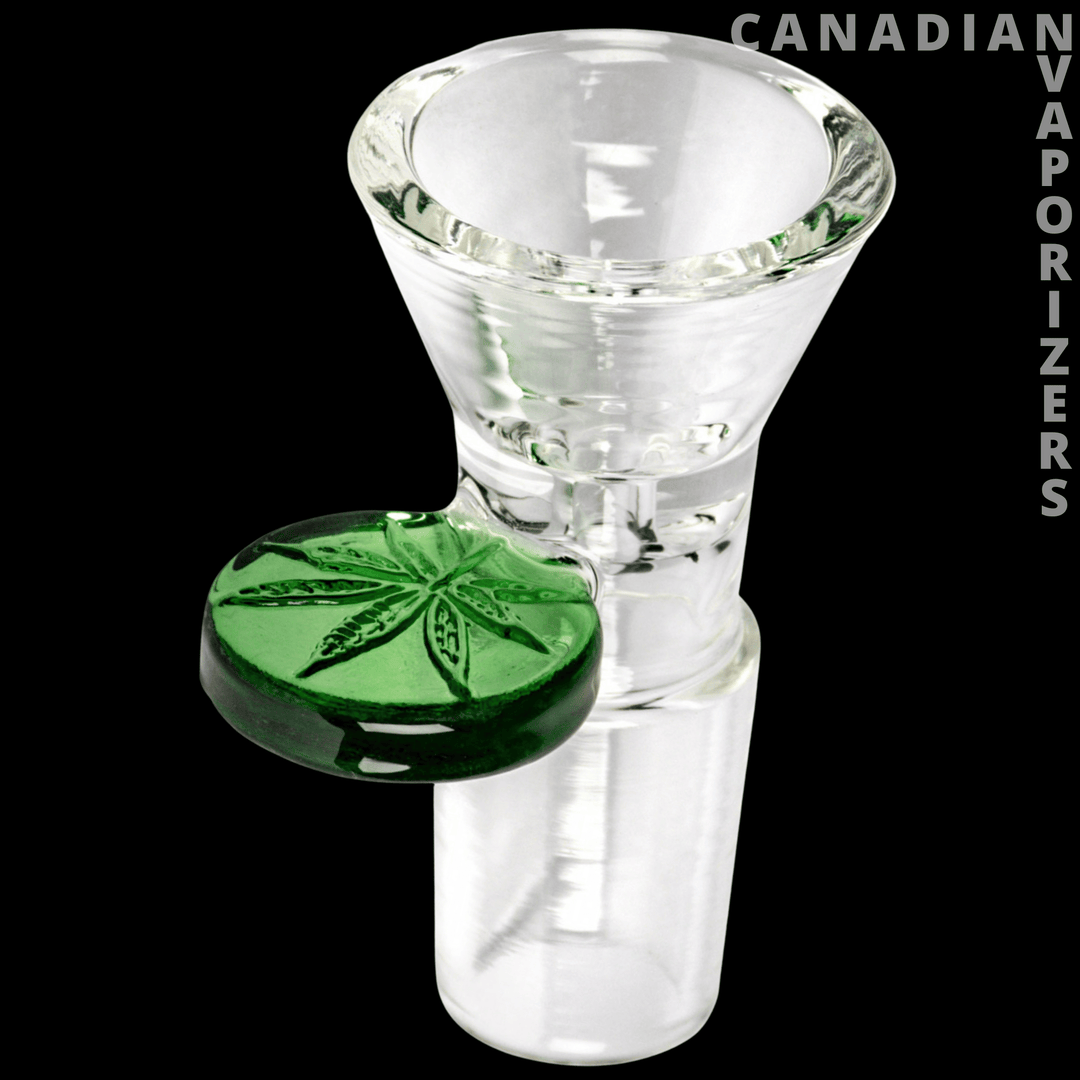Red Eye Glass 19mm Cone Pull-Out W/Leaf Stamped Handle - Canadian Vaporizers