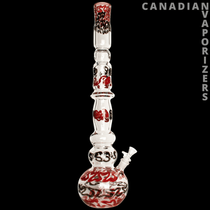 Red Eye Glass 23&quot; 7mm Thick Train Wreck Bubble Base Water Pipe - Canadian Vaporizers