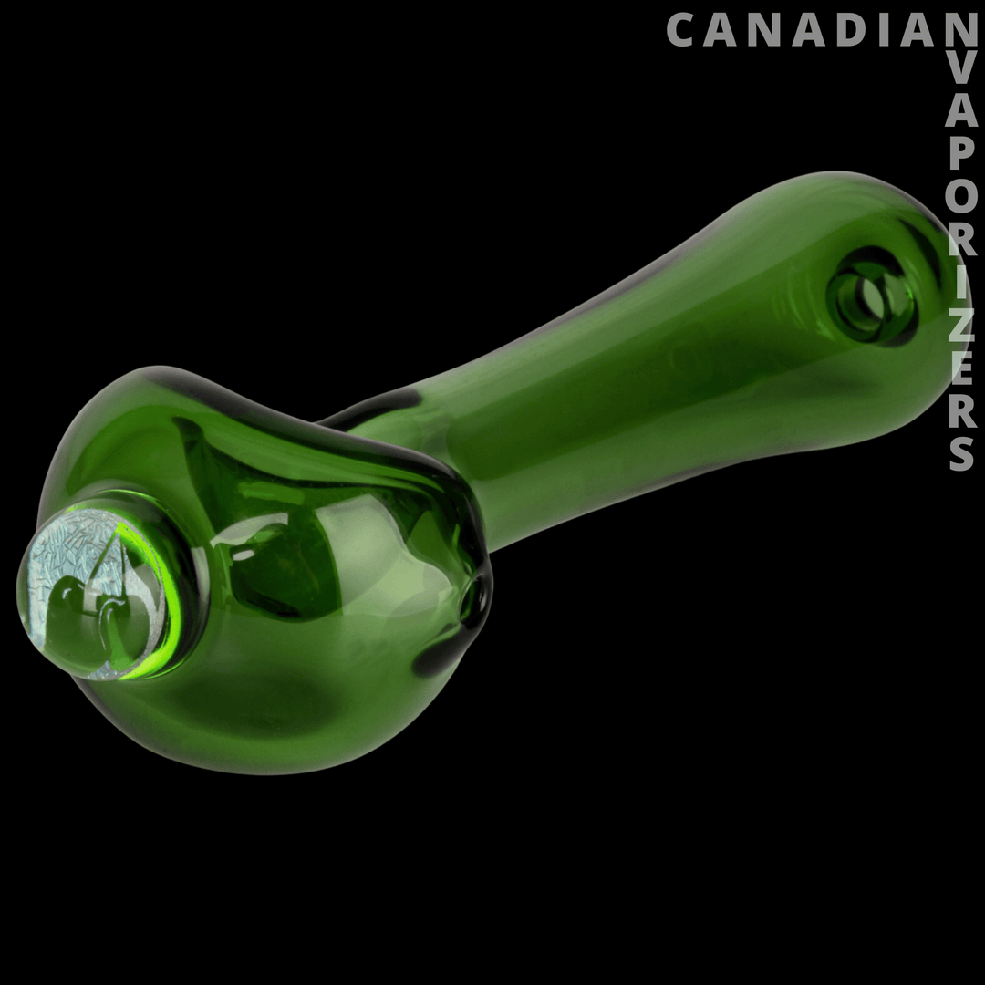 Red Eye Glass 4.5" Spoon Hand Pipe W/Dichroic Image Marble (Assorted) - Canadian Vaporizers