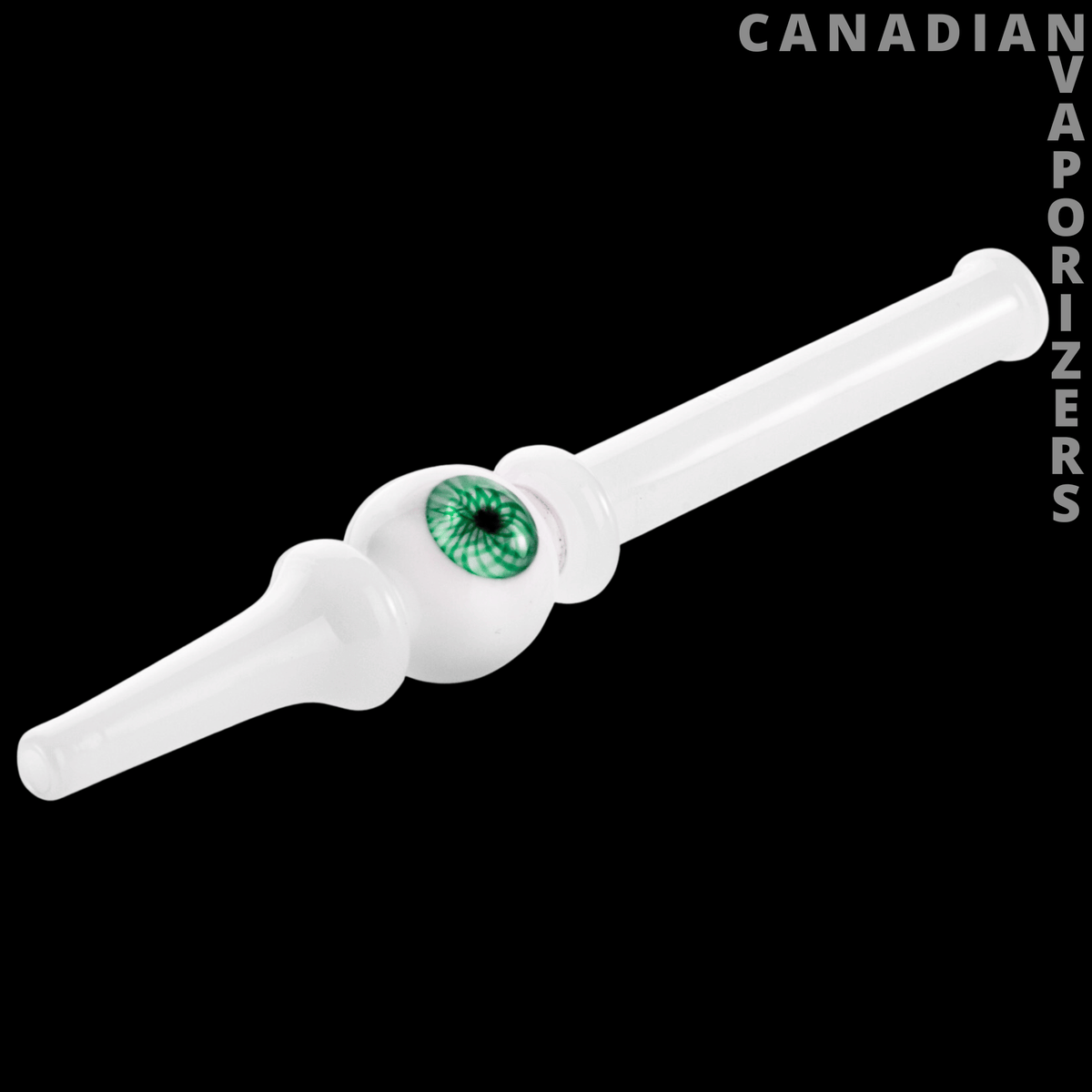 Red Eye Glass 6" Eyeball Concentrate Collector - White glass 6-inch concentrate collector with a green eyeball detail and tapered ends.