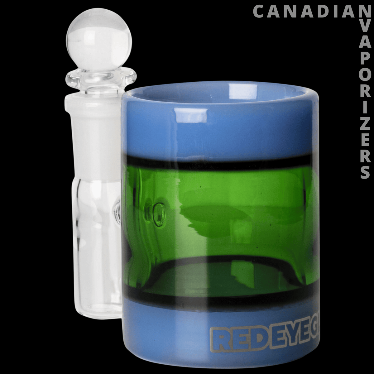 Red Eye Glass Iso Station - Smoke glass Red Eye Iso Station with blue and green chambers and a clear glass stopper.