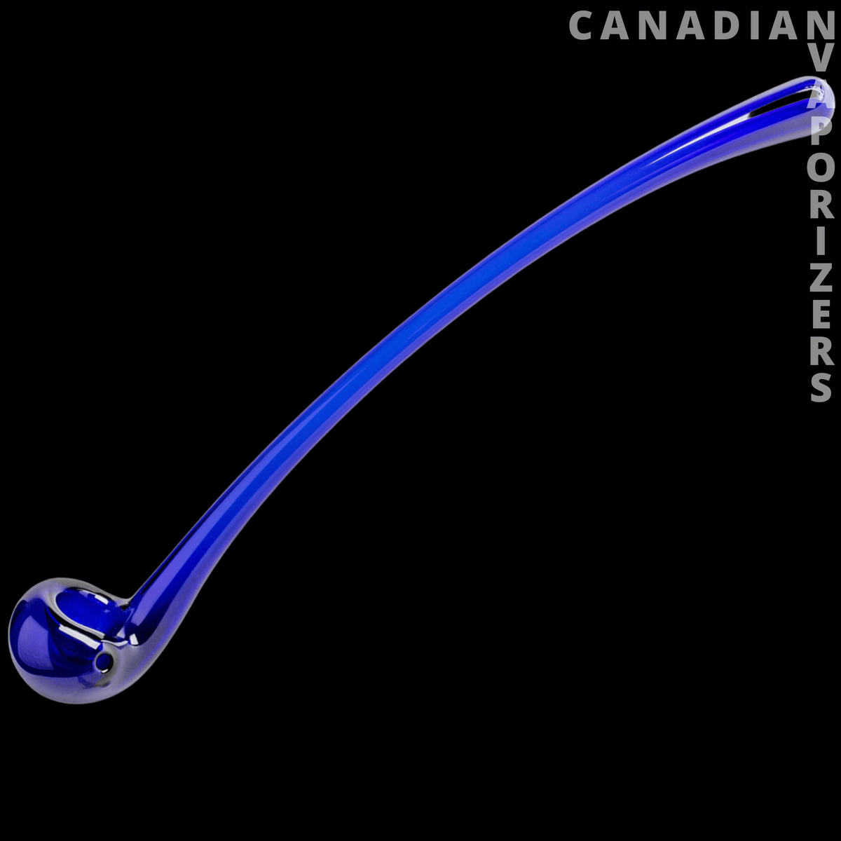 Red Eye Glass Opal Gandalf Hand Pipe - Long blue glass Gandalf hand pipe with a rounded bowl and curved stem.