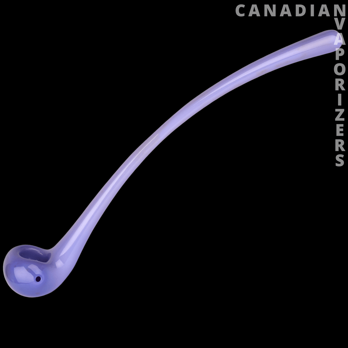 Red Eye Glass Opal Gandalf Hand Pipe - Periwinkle glass Gandalf hand pipe with a curved stem and rounded bowl.