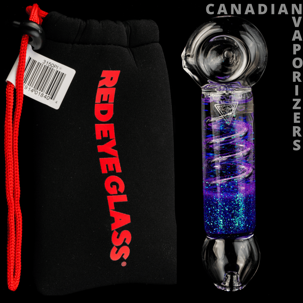 Red Eye Glass Sparkle Chiller Coil Hand Pipe - Canadian Vaporizers