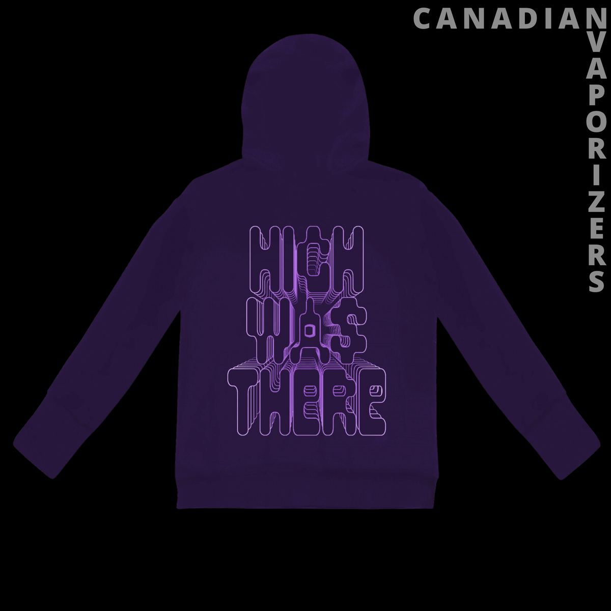 Red Eye Tek Premium High Neck Hoodie - Dark purple high-neck hoodie with a hood and outlined “High Vibes There” back graphic.