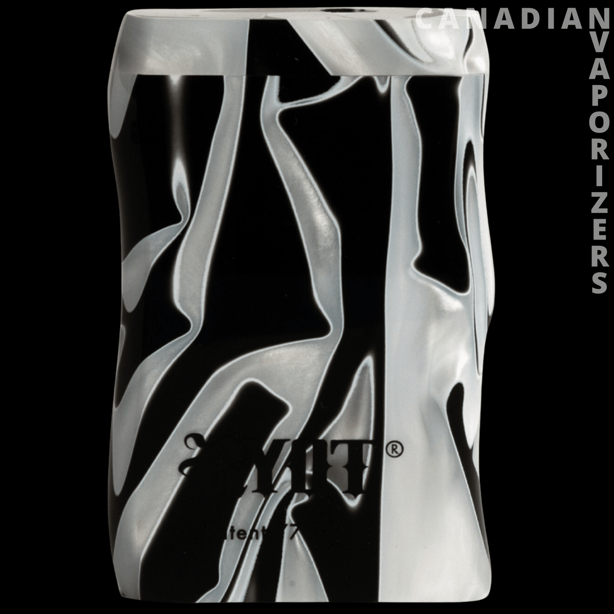 Ryot Short Acrylic Magnetic Dugout - Black acrylic dugout with bold white marbled swirls and a compact rectangular shape.