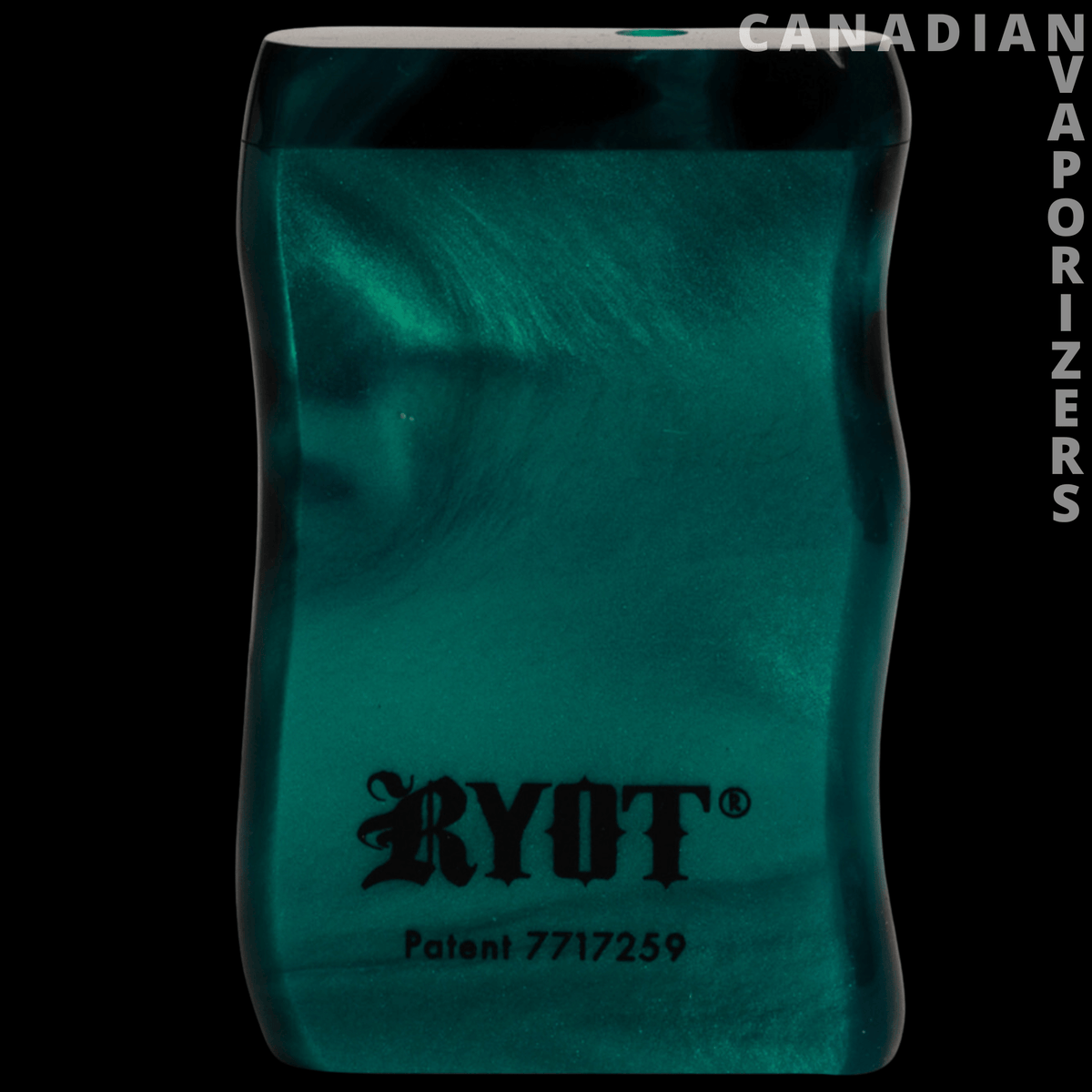 Ryot Short Acrylic Magnetic Dugout - Teal translucent acrylic Ryot dugout with a curved rectangular shape and black logo lettering.