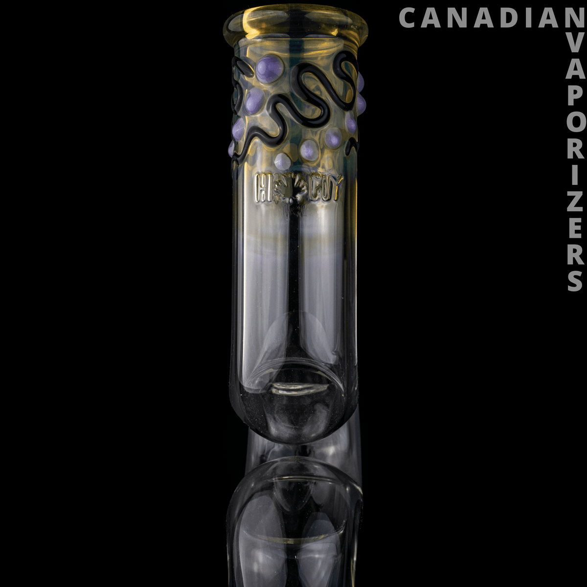 SINGLE BAGEL - Clear glass bagel-shaped tube with a colorful metallic-patterned top and dark accents.