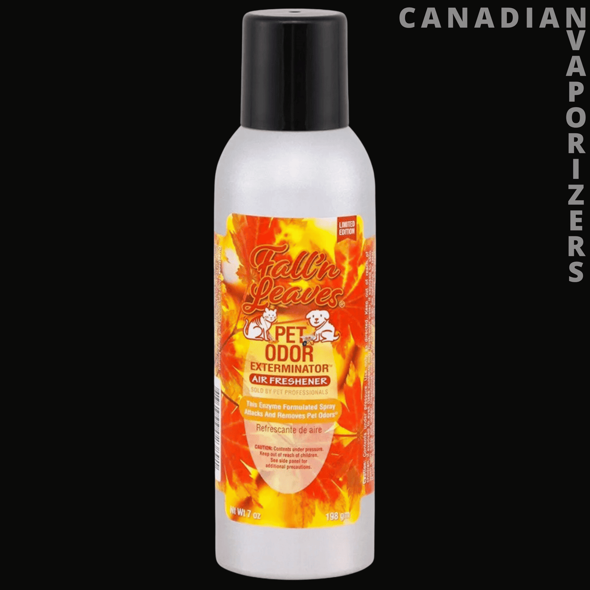 Smoke Odor Spray - White smoke odor spray bottle with black cap and bright orange floral label.