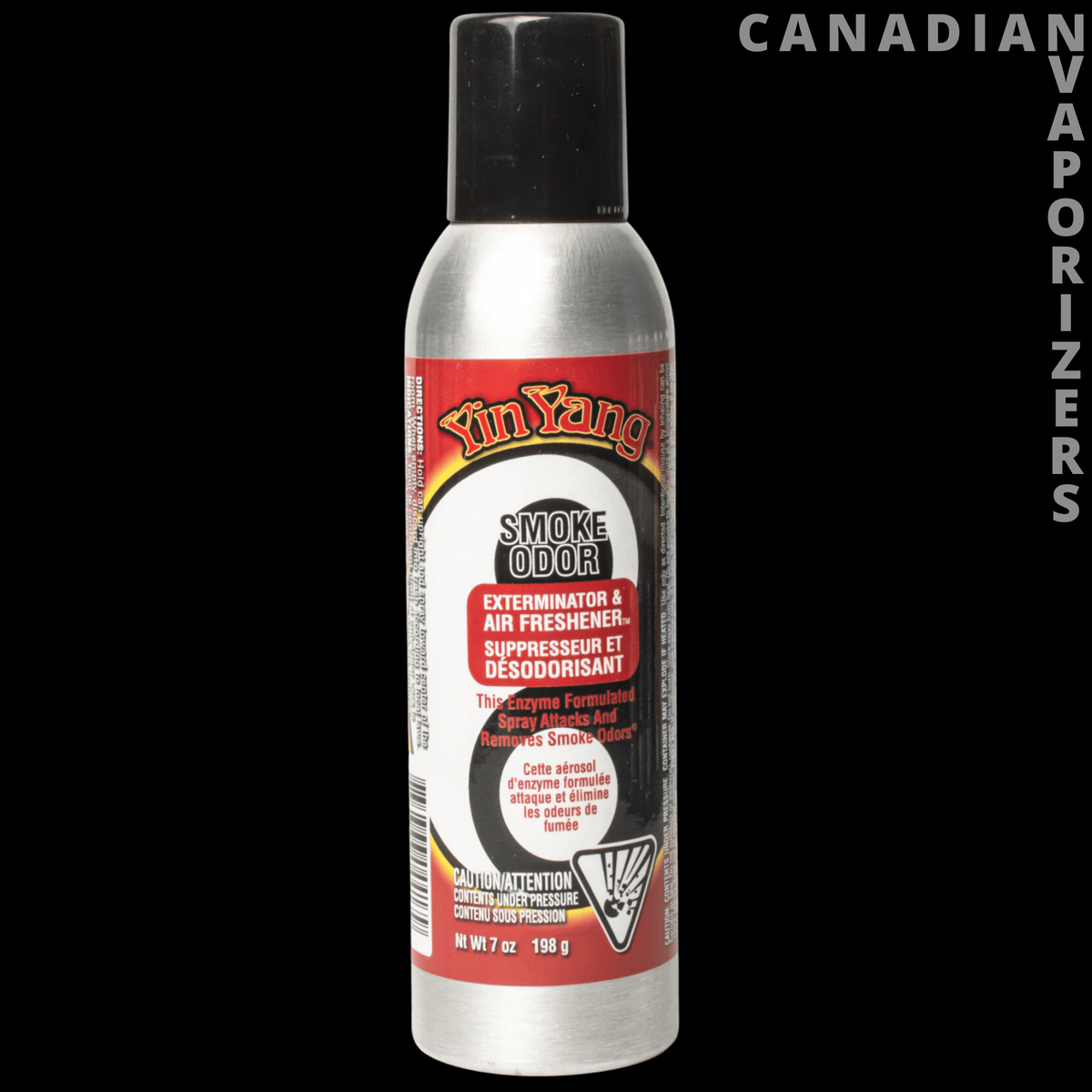 Smoke Odor Spray - Silver Smoke Odor Spray aerosol can with a black cap, red-and-white label, and smoke odor neutralizer branding.