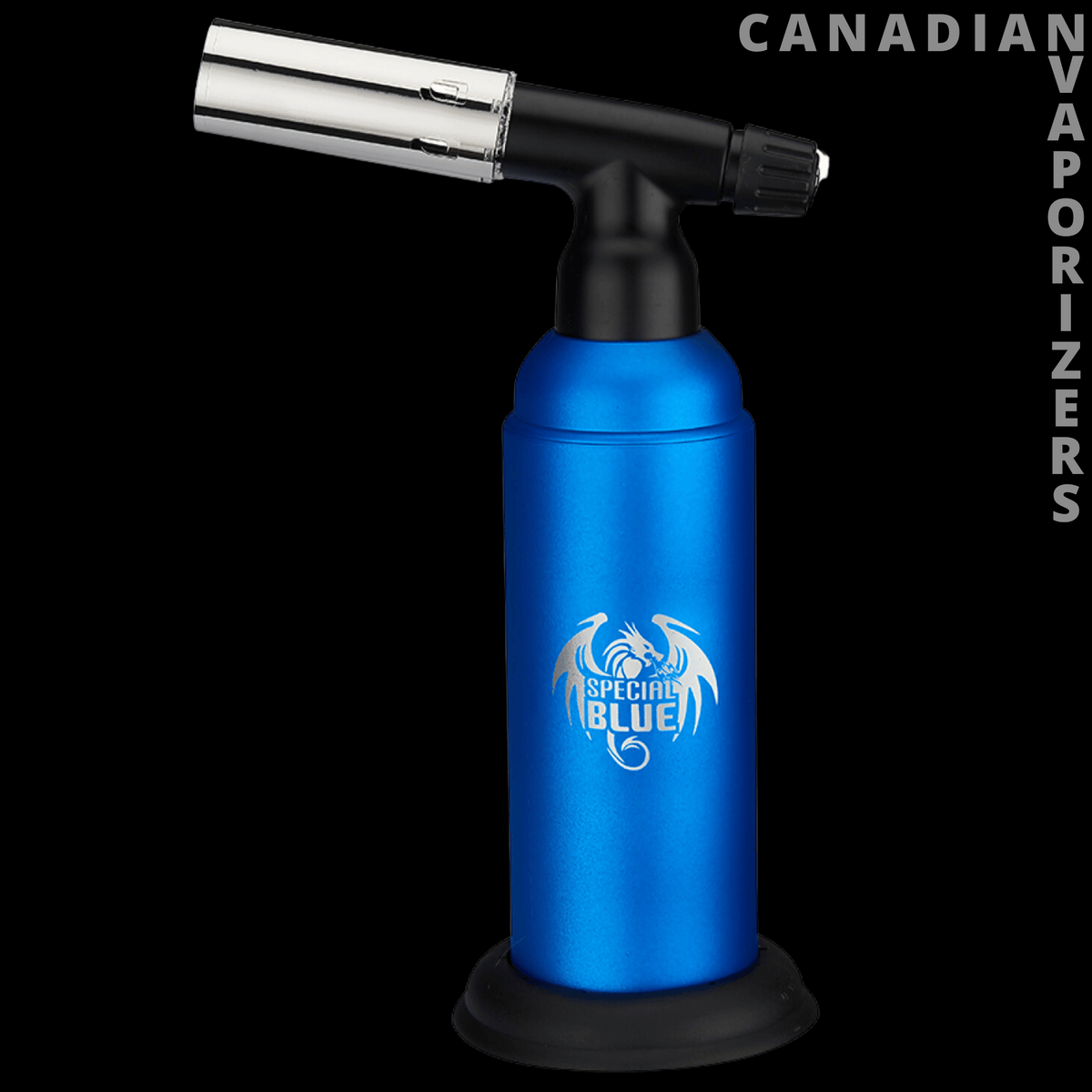 Special Blue Monster Double Torch - Blue handheld double-torch lighter with a silver burner, black trigger, and wide base.
