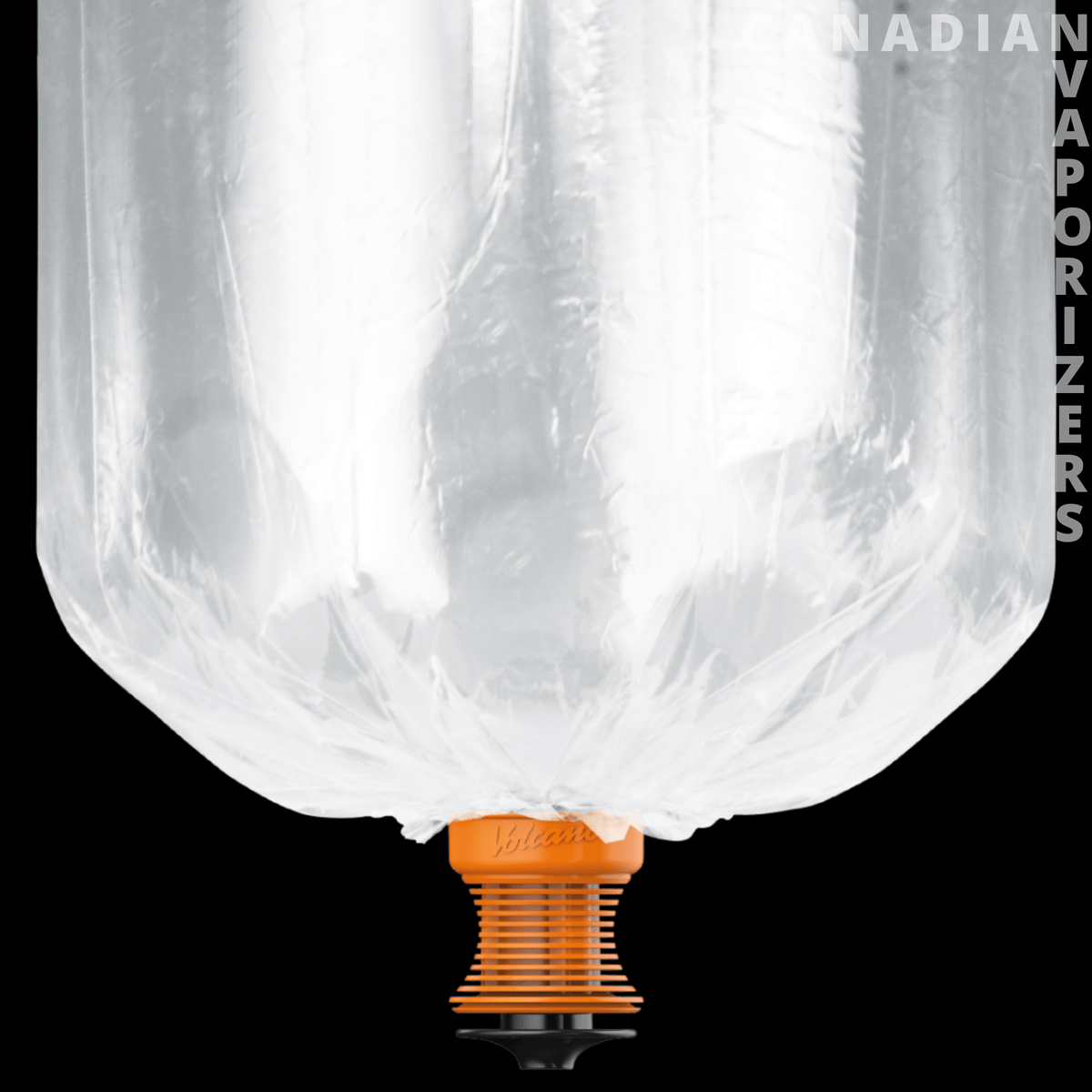 Storz &amp; Bickel Volcano Easy Valve Bag Set - Clear Volcano Easy Valve vaporizer bag with an orange threaded plastic mouthpiece fitting.