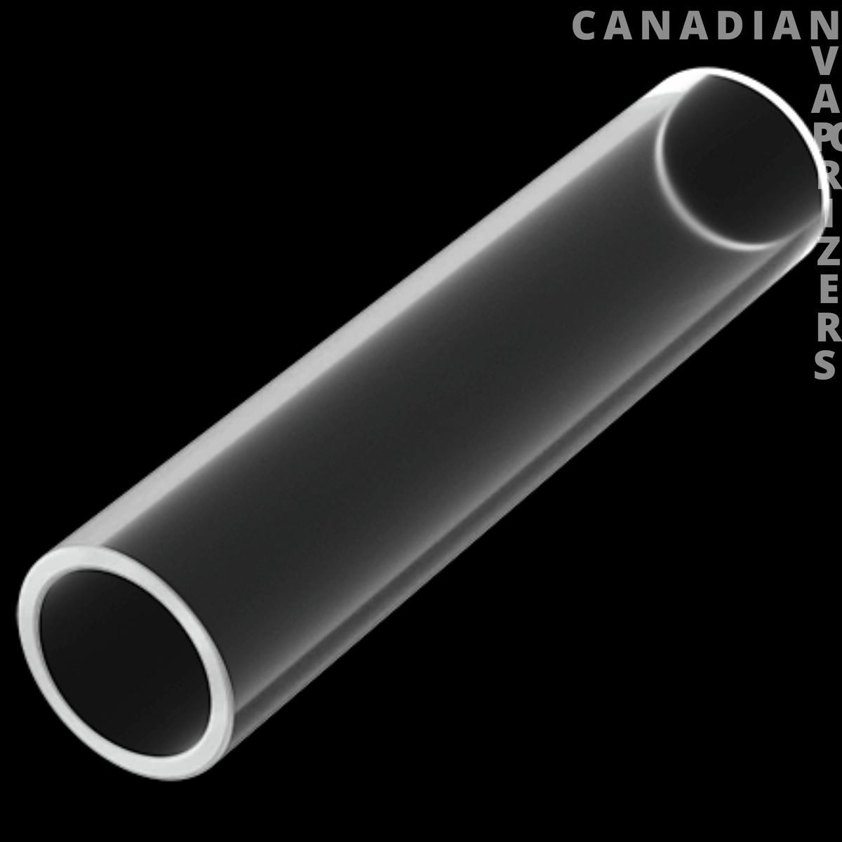 STUNDENGLASS PLASTIC HOSE TIP - Transparent plastic hose tip with a hollow cylindrical design and smooth white rim.