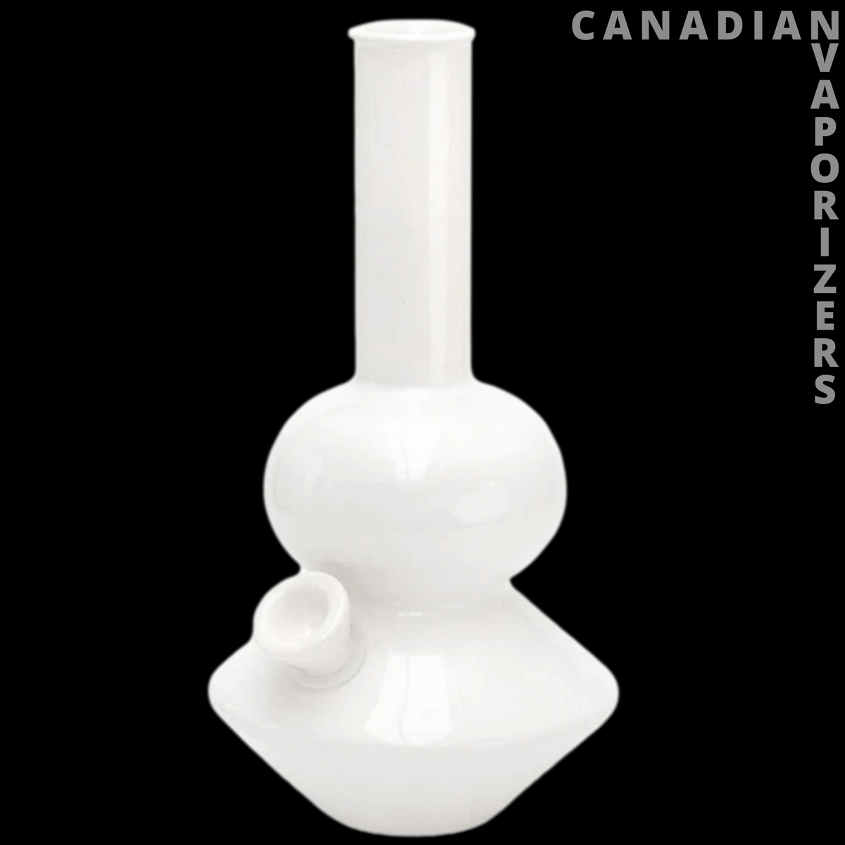 Summerland Land Yacht Bong - Glossy white glass land yacht bong with a tall straight neck, rounded chamber, and angled base.