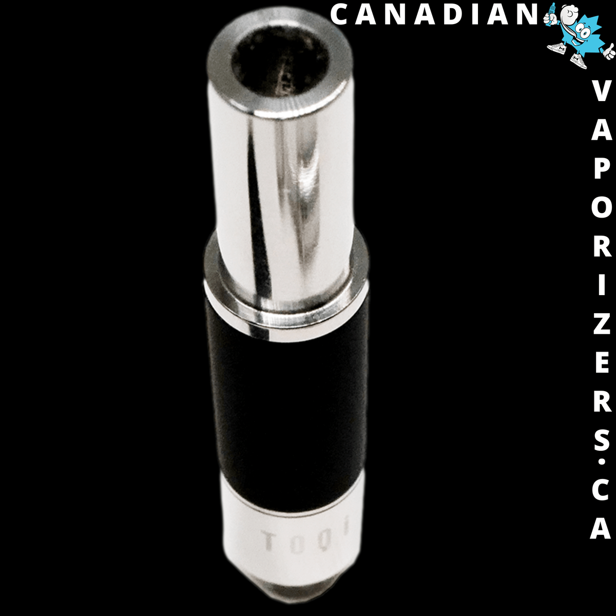 TOQi 510 Wax Catridge - Silver and black TOQi 510 wax cartridge with a polished metal mouthpiece and white base.