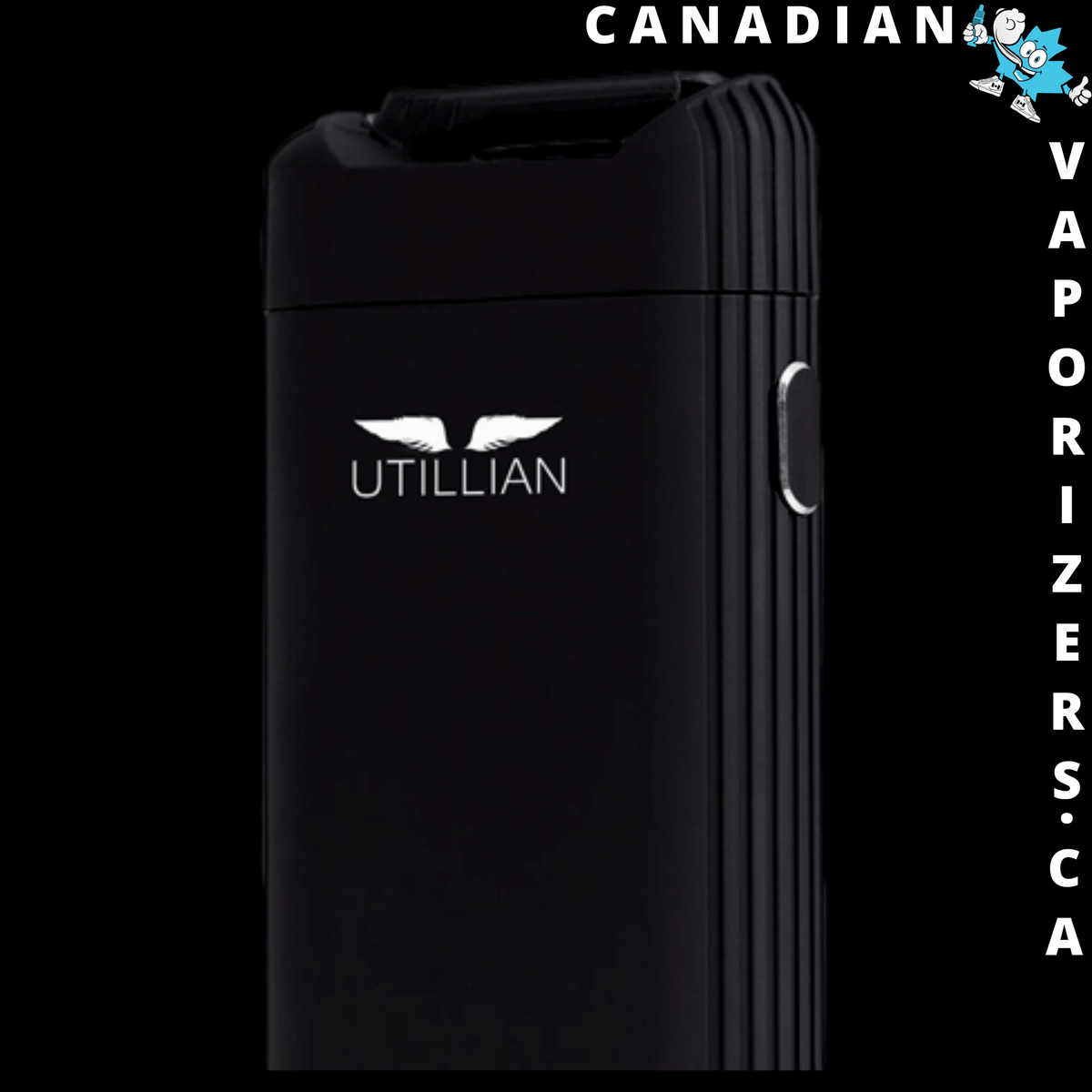 Utillian 721 - Black Utillian 721 vaporizer with a minimalist rectangular design and ribbed side panel.