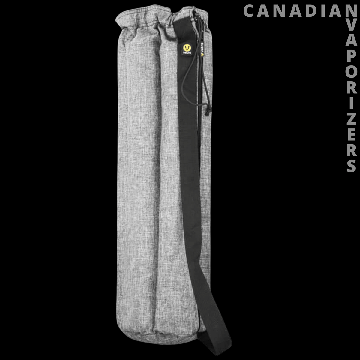 Vatra 24" Tube Pouch (Bong Bag) - Gray fabric tube pouch with a long black shoulder strap and drawstring closure.