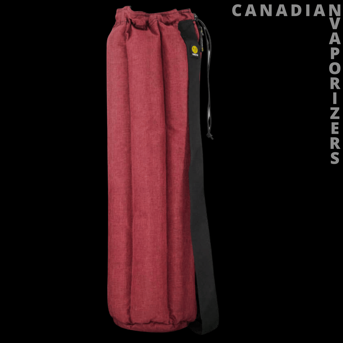 Vatra 24" Tube Pouch (Bong Bag) - Red fabric tube pouch with a gathered drawstring top and black adjustable shoulder strap.