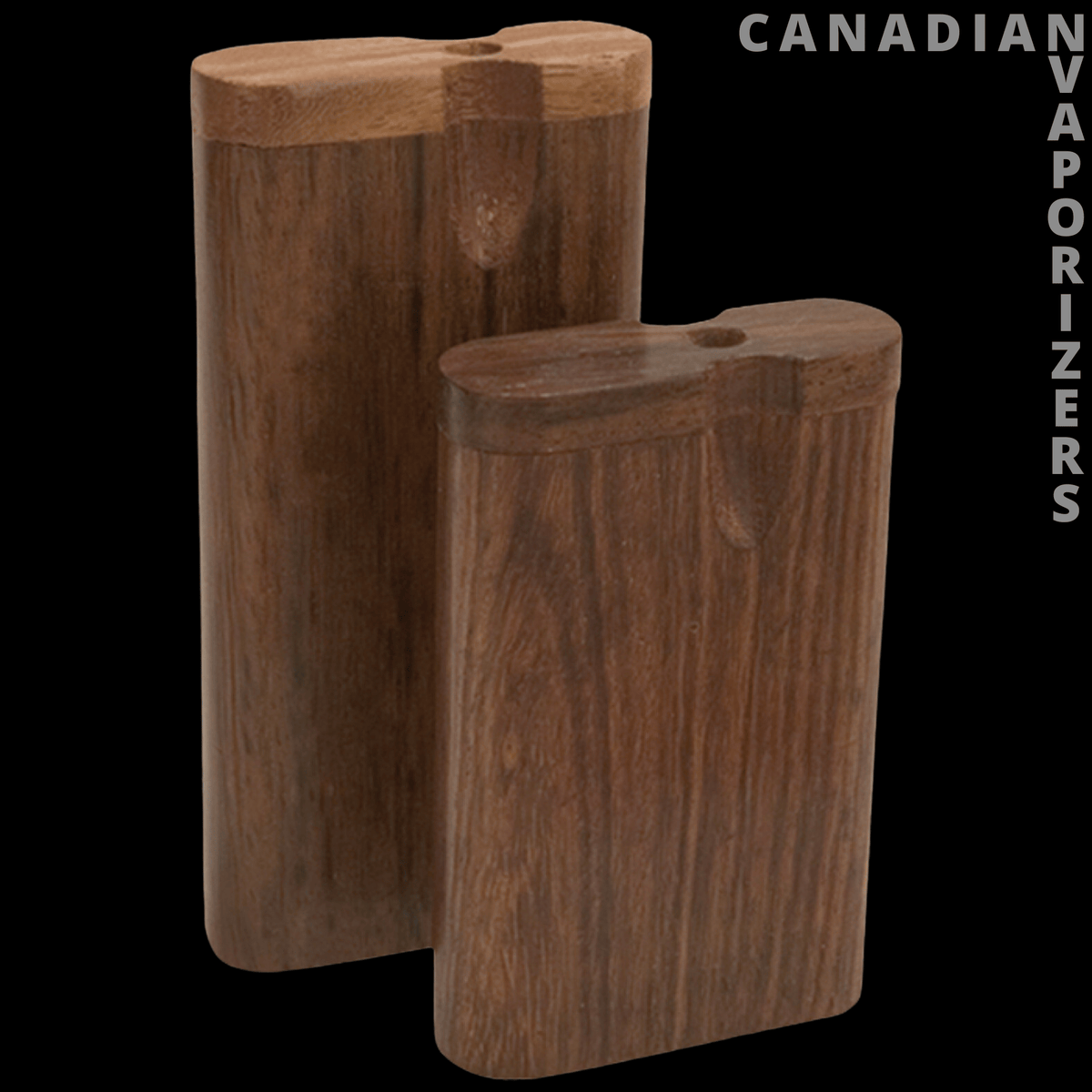 Walnut Wood Dugout - Two walnut wood dugouts in small and large sizes, with rounded tops and rich natural grain.