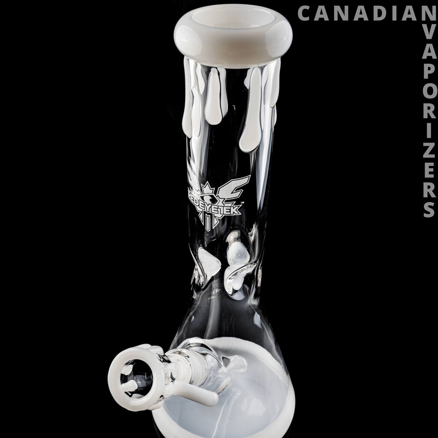 White | Red Eye Tek 12.5 Inch Tall Paint Drip Beaker Tube - Canadian Vaporizers
