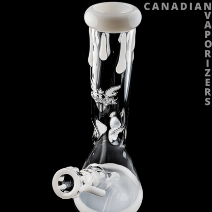 White | Red Eye Tek 12.5 Inch Tall Paint Drip Beaker Tube - Canadian Vaporizers