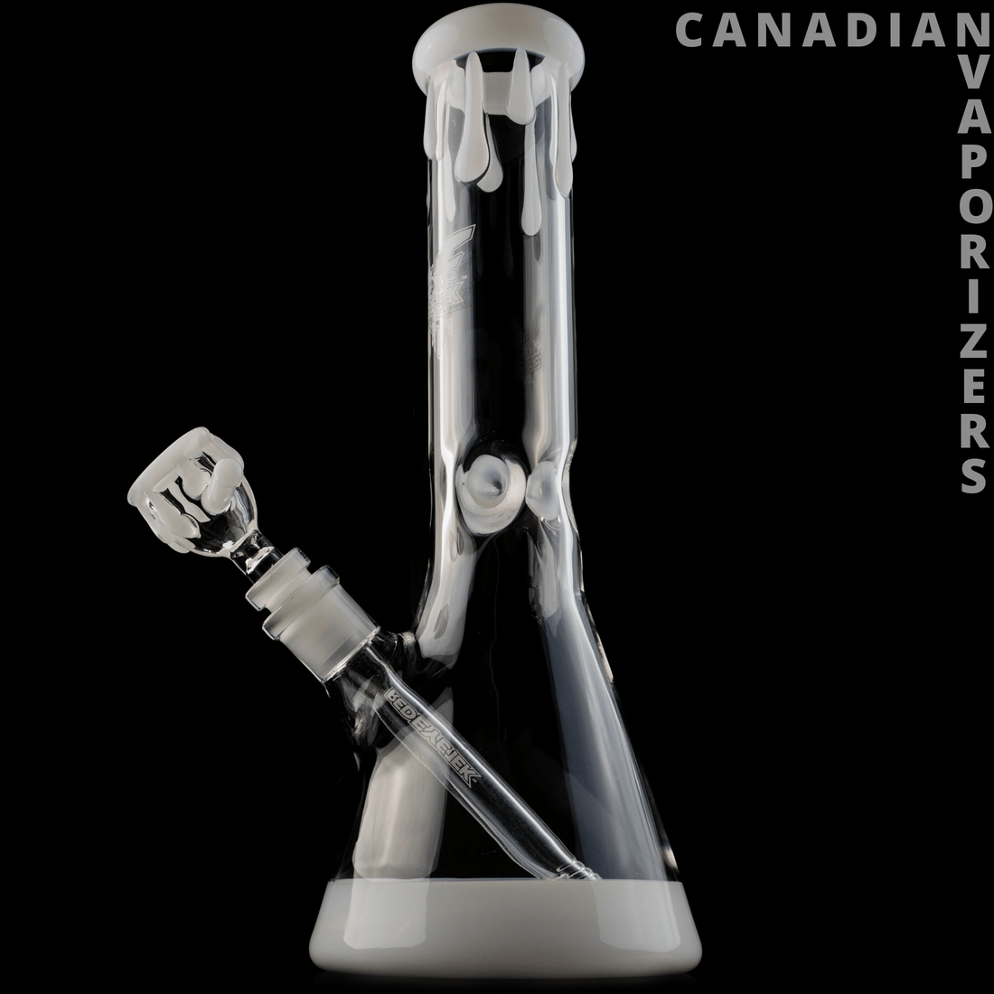 White | Red Eye Tek 12.5 Inch Tall Paint Drip Beaker Tube - Canadian Vaporizers