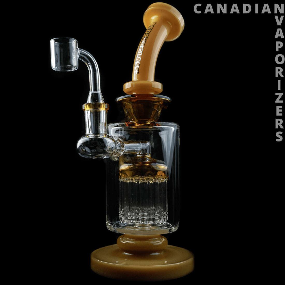 Yellow | Red Eye Glass 9&quot; Tall Burnside Concentrate Rig w/ 12-Arm Tree Perc - Canadian Vaporizers